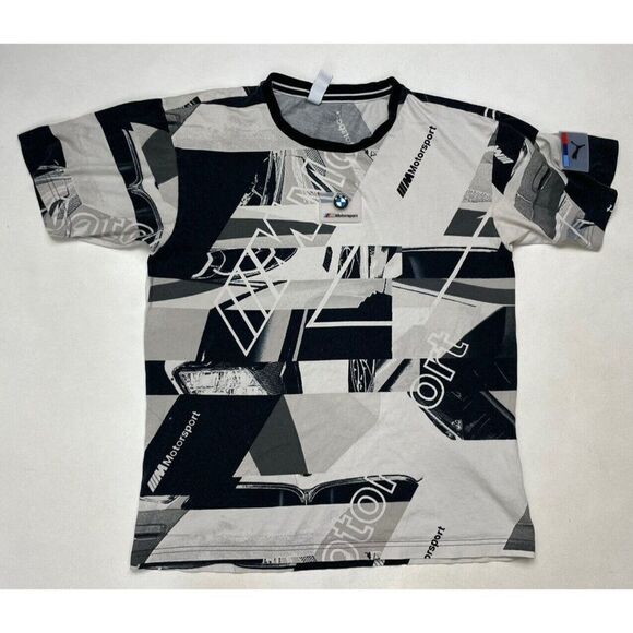 Puma BMW Motorsport All Over Print Graphic T-shirt Men Medium Short Sleeve - Picture 1 of 6